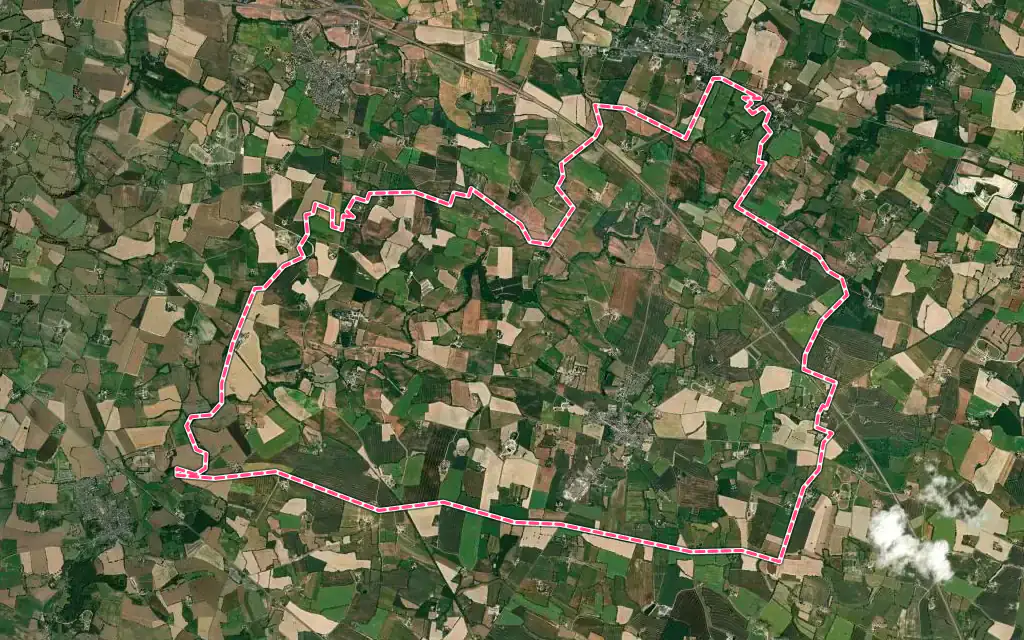 Vue satellite de Bazougers avec ses contours administratifs