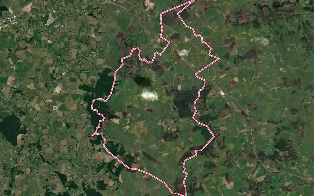 Vue satellite de Beaubery avec ses contours administratifs