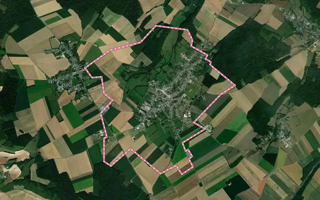 Vue satellite de Beaucamps-le-Vieux avec ses contours administratifs