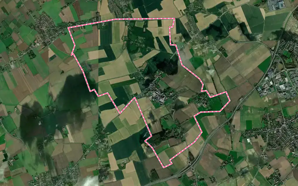 Vue satellite de Beaucamps-Ligny avec ses contours administratifs