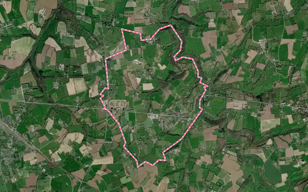 Vue satellite de Beauchamps avec ses contours administratifs