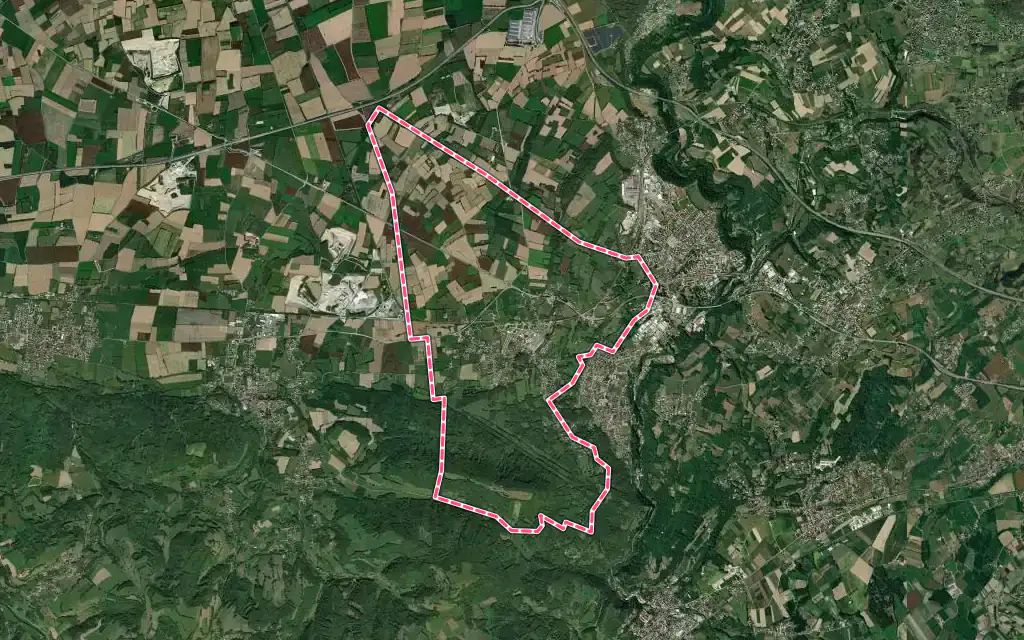 Vue satellite de Beaucroissant avec ses contours administratifs