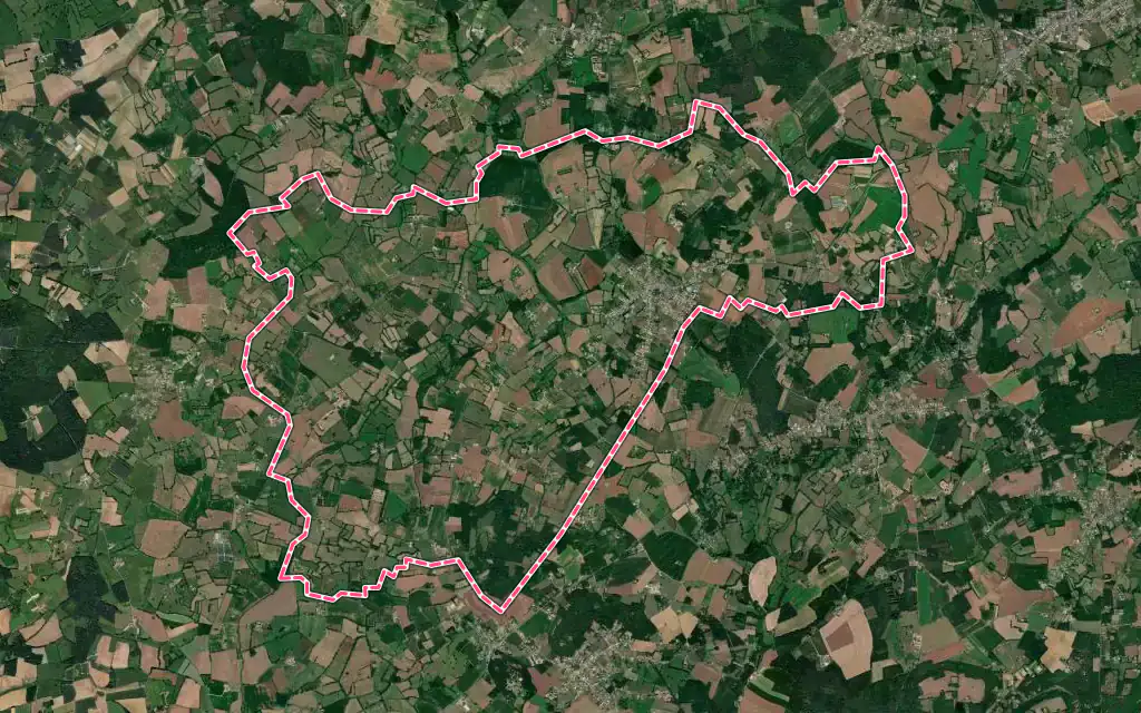 Vue satellite de Beaufay avec ses contours administratifs