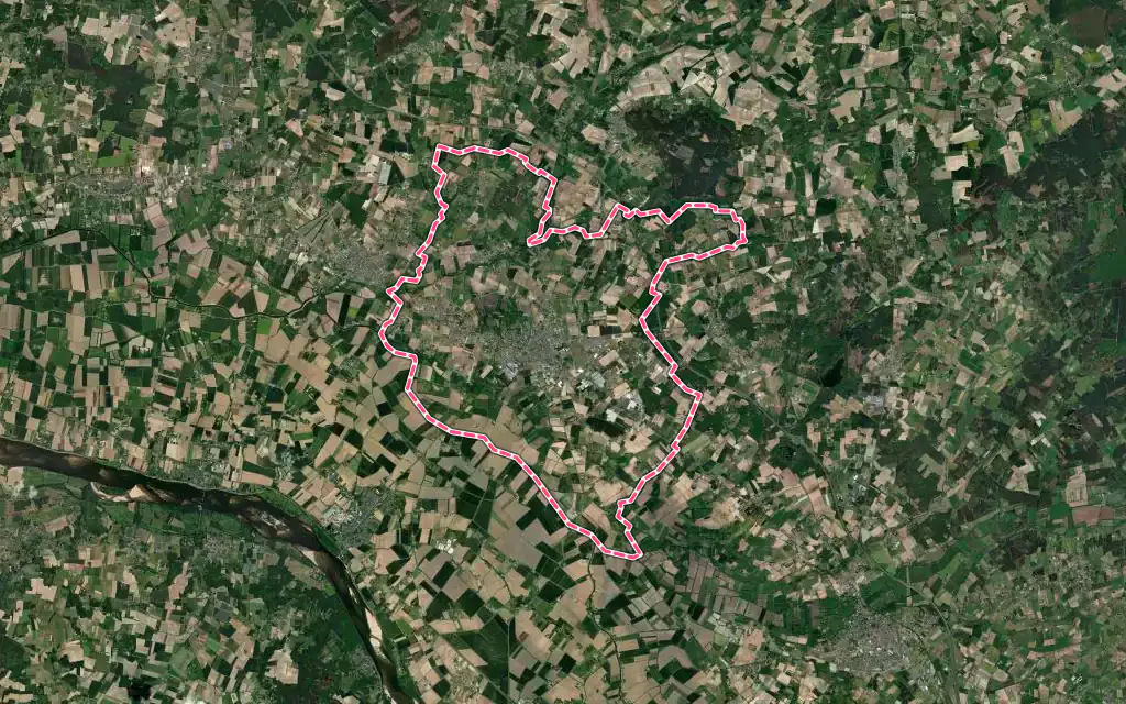 Vue satellite de Beaufort-en-Anjou avec ses contours administratifs
