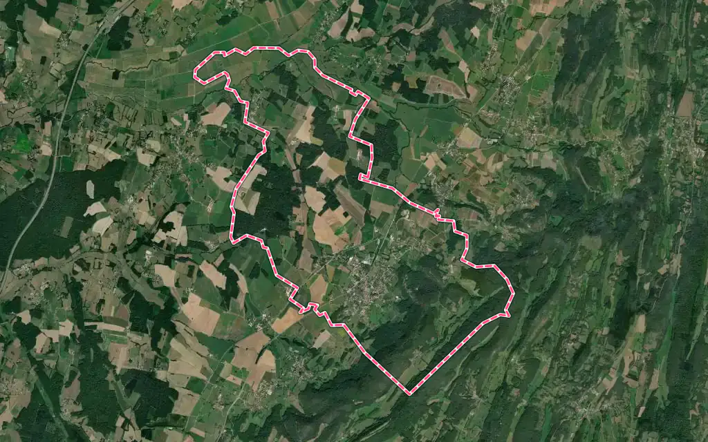 Vue satellite de Beaufort-Orbagna avec ses contours administratifs