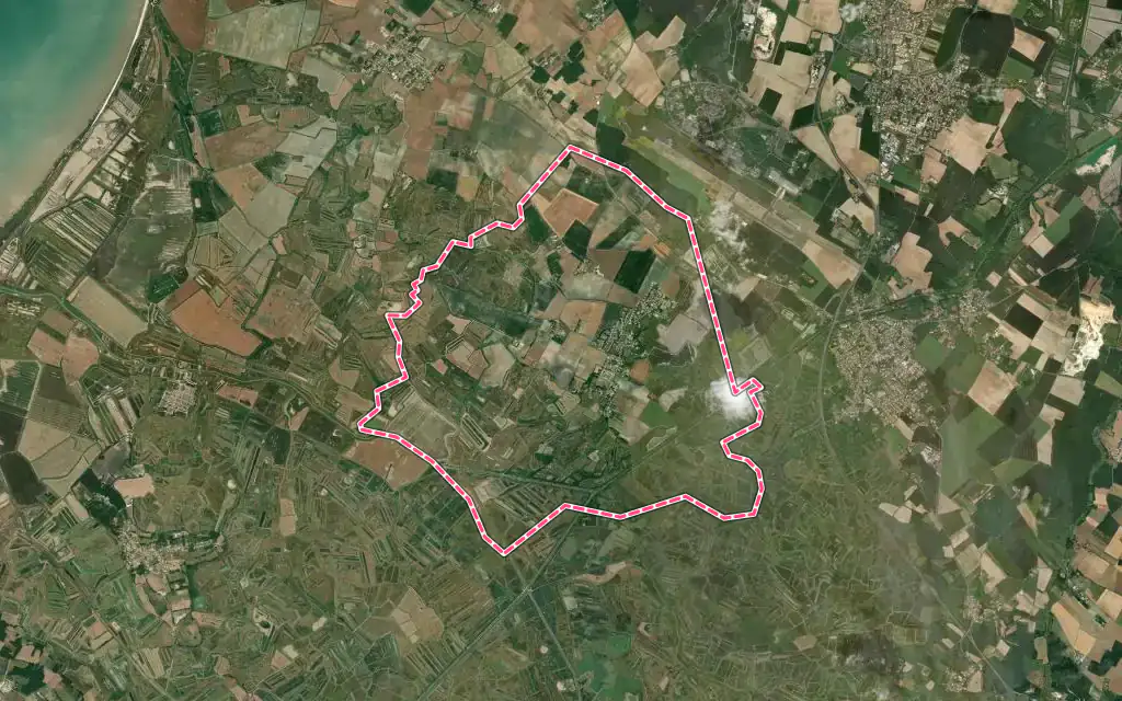 Vue satellite de Beaugeay avec ses contours administratifs