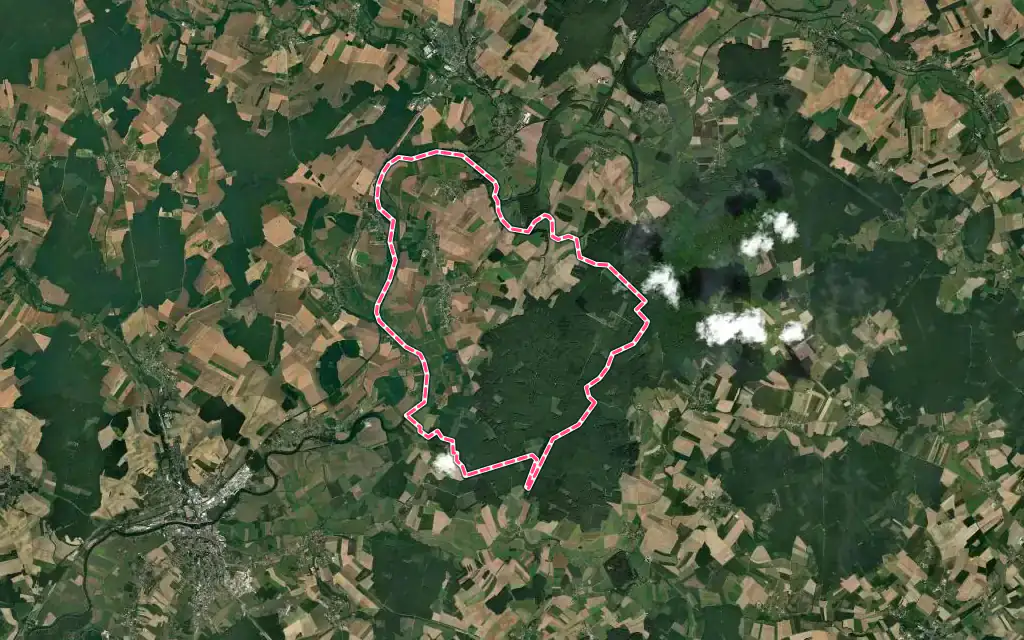 Vue satellite de Beaujeu-Saint-Vallier-Pierrejux-et-Quitteur avec ses contours administratifs