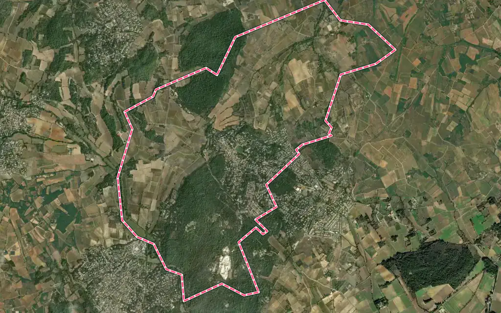 Vue satellite de Beaulieu avec ses contours administratifs