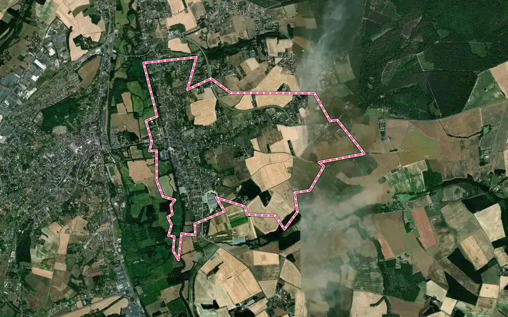 Vue satellite de Beaulieu-lès-Loches avec ses contours administratifs