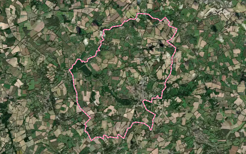 Vue satellite de Beaulieu-sous-la-Roche avec ses contours administratifs