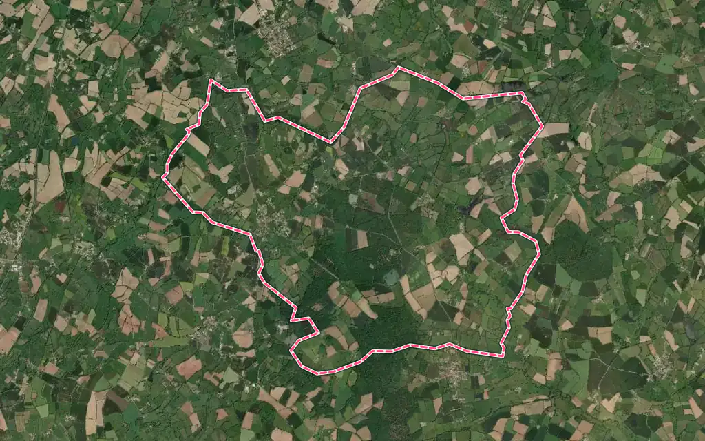 Vue satellite de Beaulieu-sous-Parthenay avec ses contours administratifs