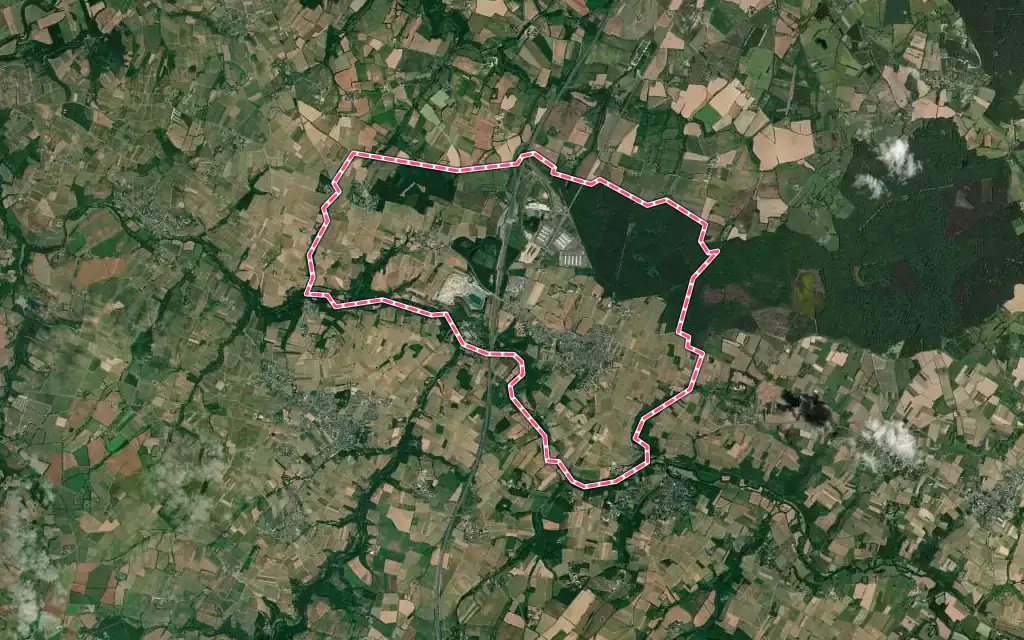 Vue satellite de Beaulieu-sur-Layon avec ses contours administratifs
