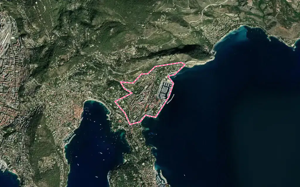 Vue satellite de Beaulieu-sur-Mer avec ses contours administratifs