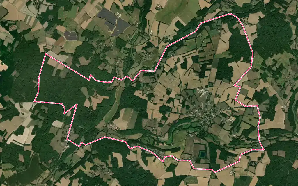 Vue satellite de Beaulieu-sur-Sonnette avec ses contours administratifs