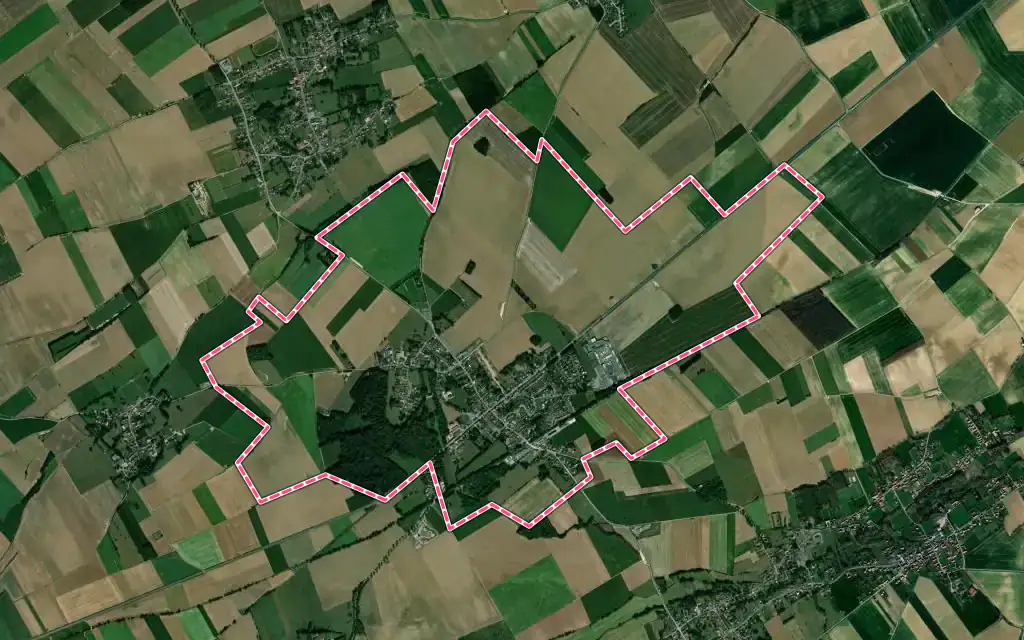 Vue satellite de Beaumetz-lès-Loges avec ses contours administratifs