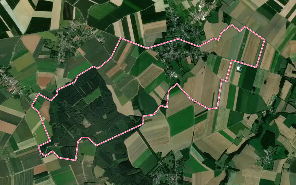 Vue satellite de Beaumetz avec ses contours administratifs