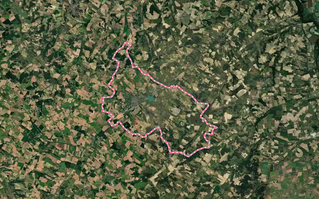 Vue satellite de Beaumont-de-Lomagne avec ses contours administratifs