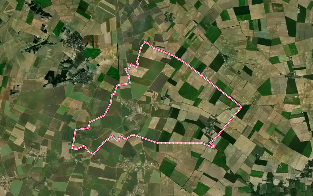 Vue satellite de Beaumont-du-Gâtinais avec ses contours administratifs