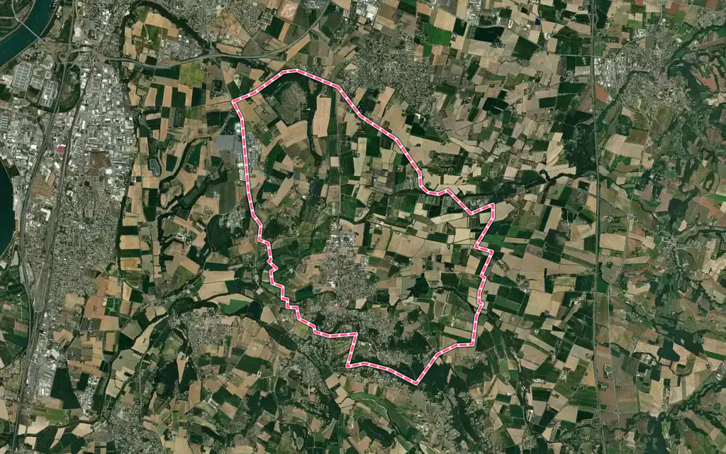 Vue satellite de Beaumont-lès-Valence avec ses contours administratifs