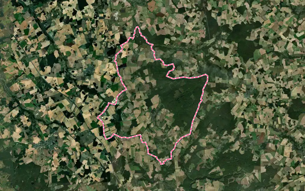 Vue satellite de Beaumont-Louestault avec ses contours administratifs