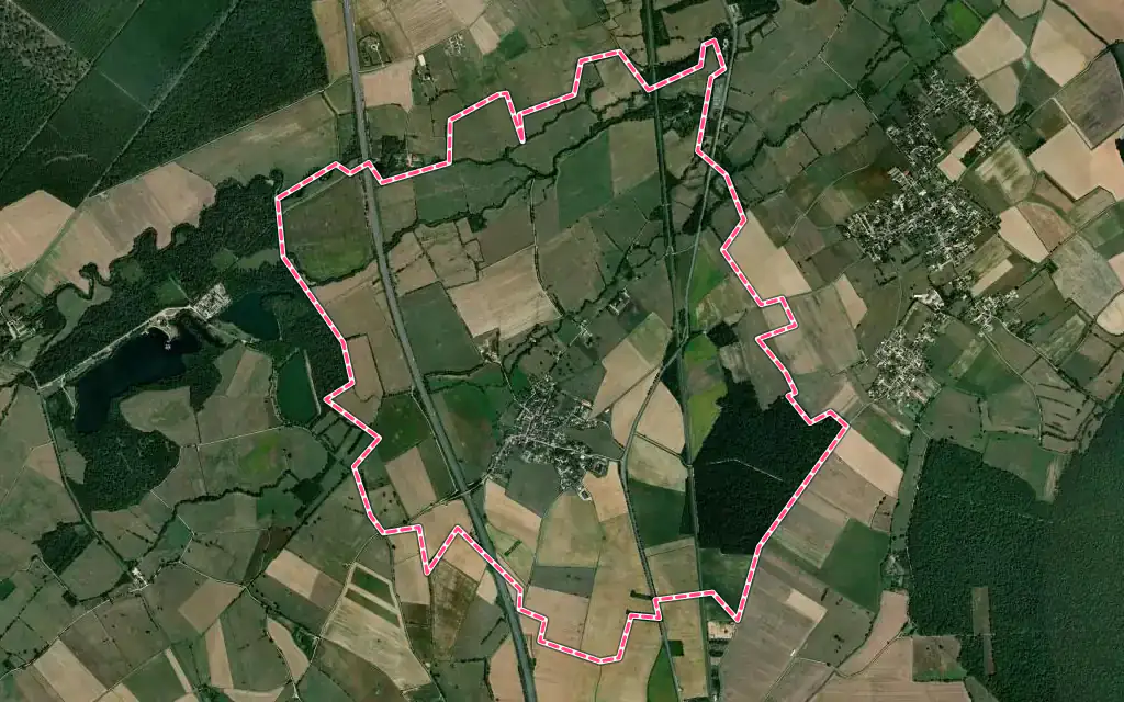 Vue satellite de Beaumont-sur-Grosne avec ses contours administratifs