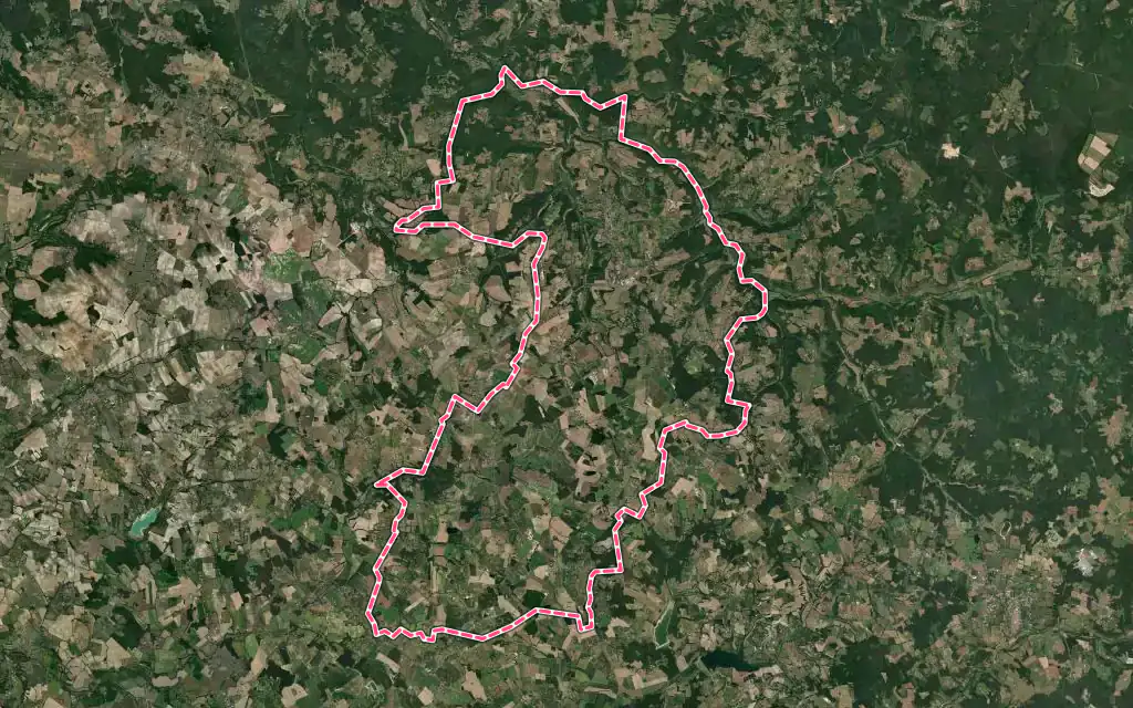 Vue satellite de Beaumontois en Périgord avec ses contours administratifs