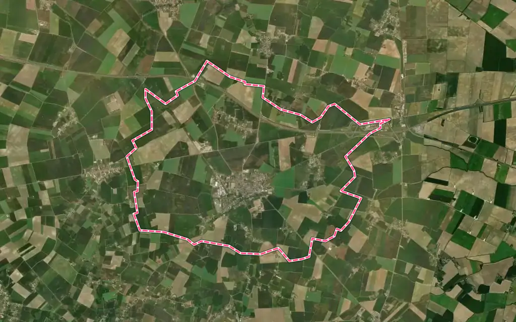 Vue satellite de Beaune-la-Rolande avec ses contours administratifs