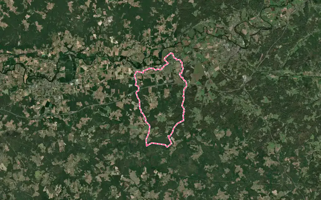Vue satellite de Beaupouyet avec ses contours administratifs