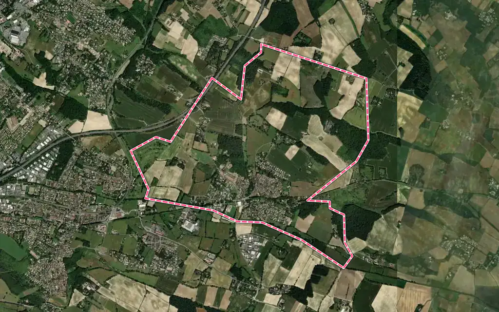 Vue satellite de Beaupuy avec ses contours administratifs