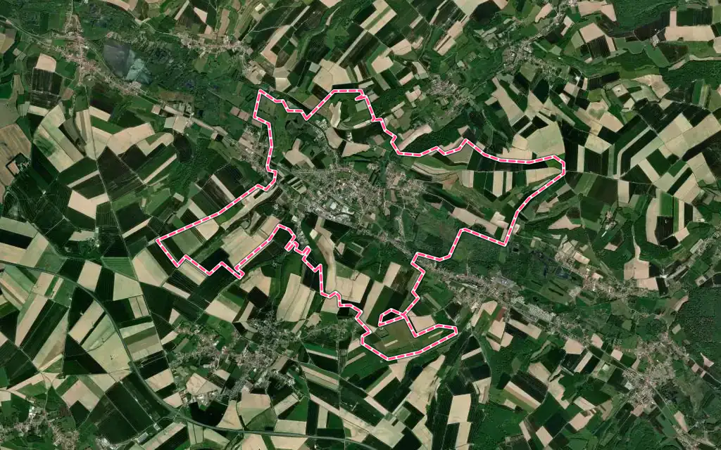 Vue satellite de Beaurainville avec ses contours administratifs