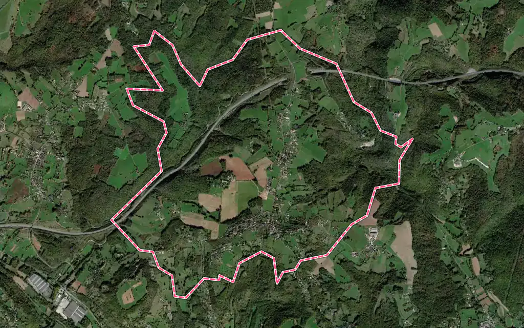 Vue satellite de Beauregard-de-Terrasson avec ses contours administratifs
