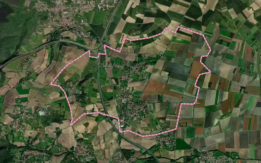 Vue satellite de Beauregard-Vendon avec ses contours administratifs