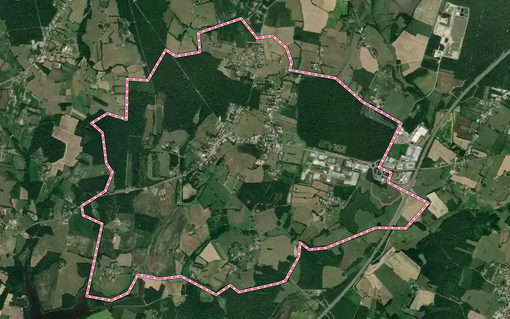 Vue satellite de Beaurepaire-en-Bresse avec ses contours administratifs