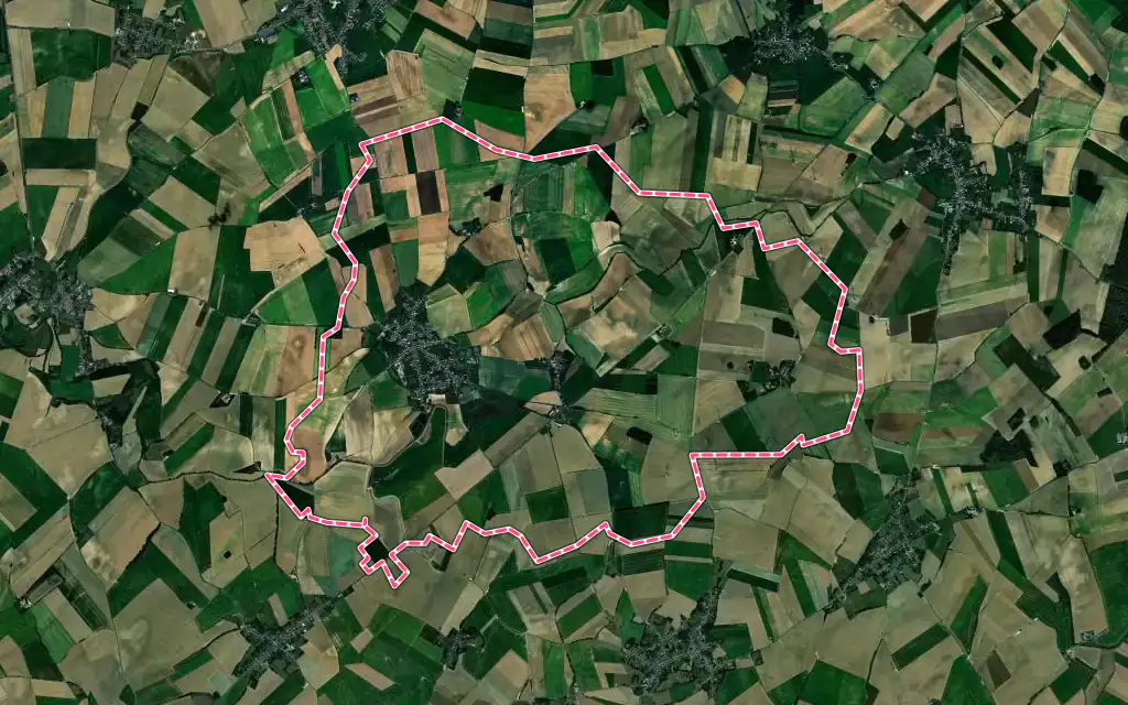 Vue satellite de Beaurevoir avec ses contours administratifs