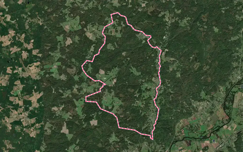 Vue satellite de Beauronne avec ses contours administratifs