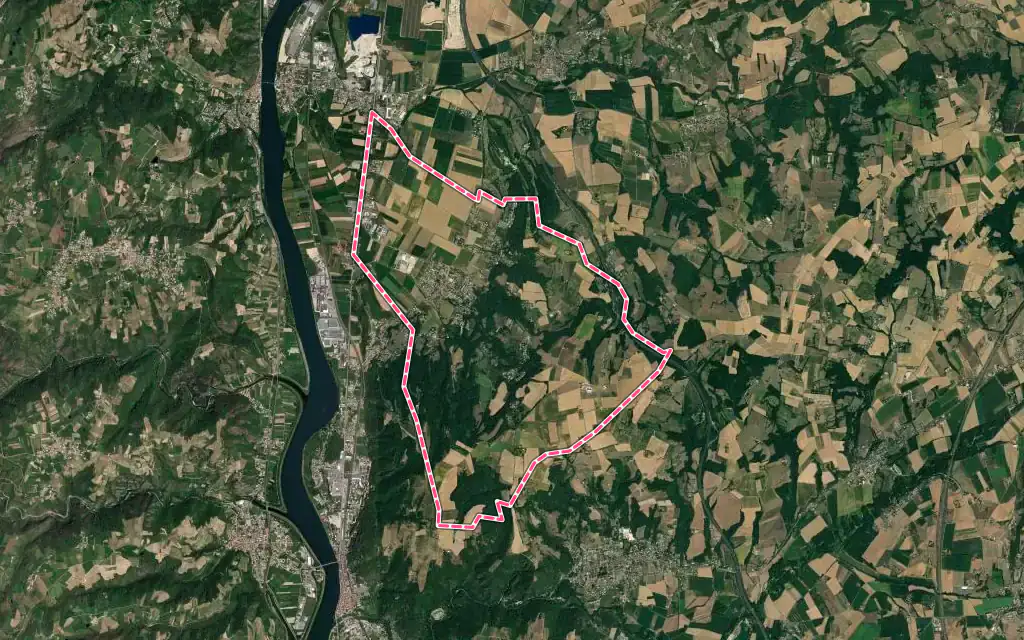 Vue satellite de Beausemblant avec ses contours administratifs