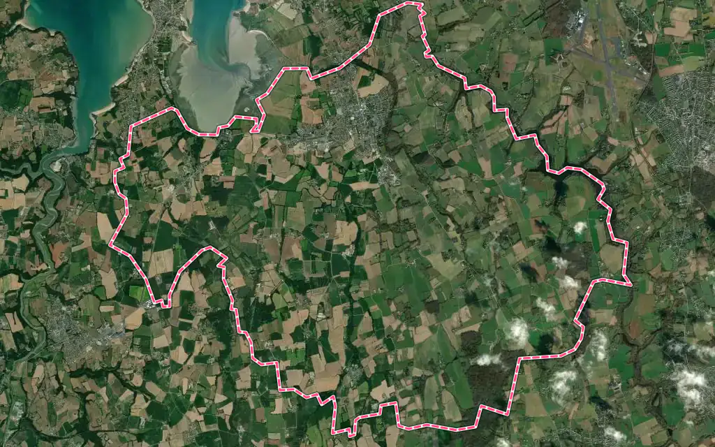 Vue satellite de Beaussais-sur-Mer avec ses contours administratifs