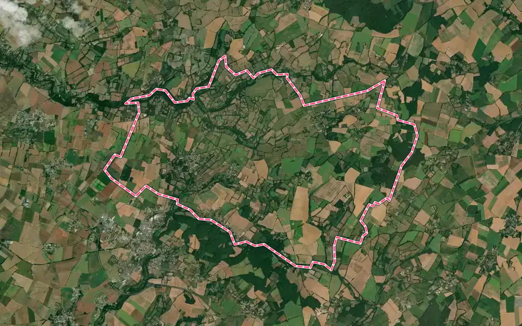 Vue satellite de Beaussais-Vitré avec ses contours administratifs