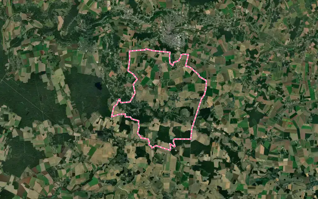Vue satellite de Beautheil-Saints avec ses contours administratifs