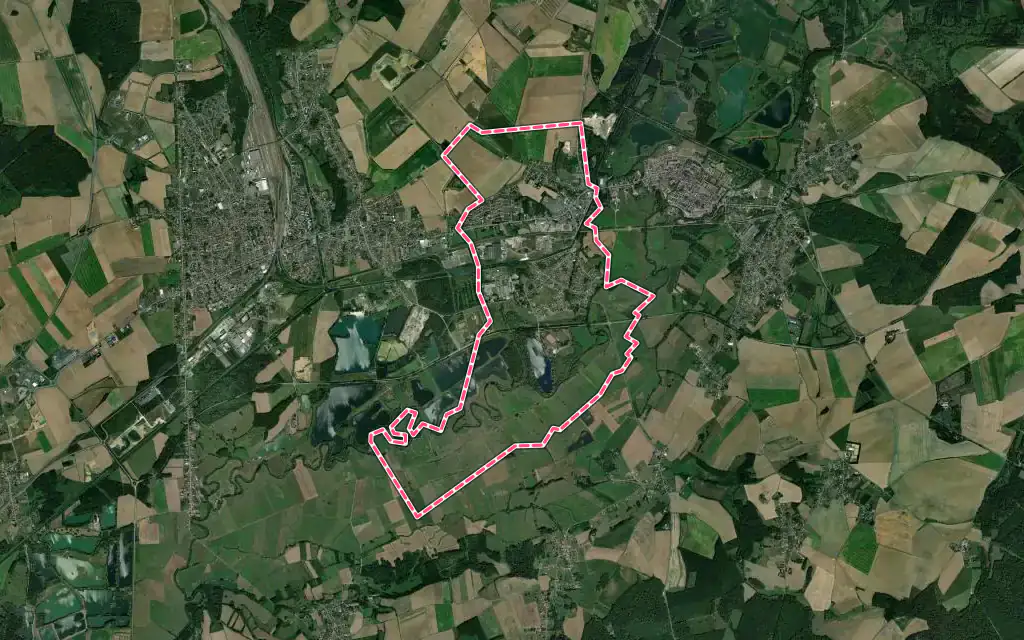 Vue satellite de Beautor avec ses contours administratifs