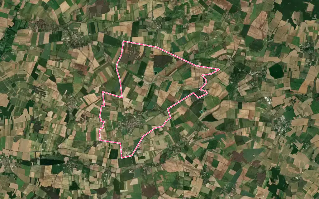 Vue satellite de Beauvais-sur-Matha avec ses contours administratifs