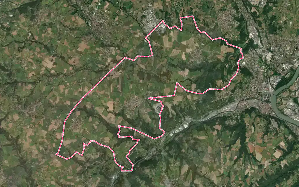 Vue satellite de Beauvallon avec ses contours administratifs