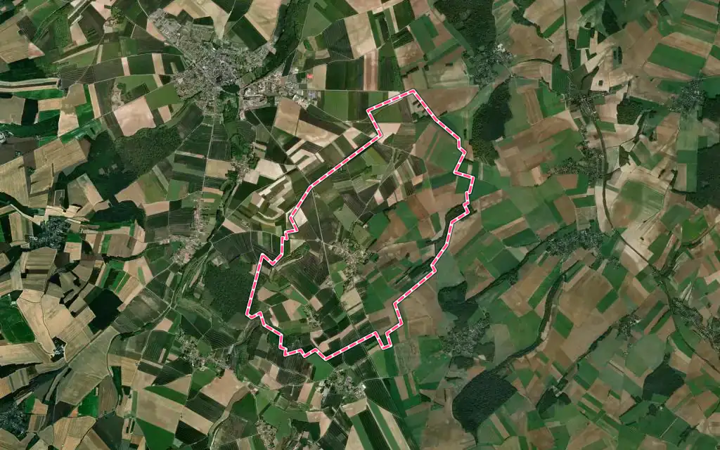 Vue satellite de Beauvoir avec ses contours administratifs