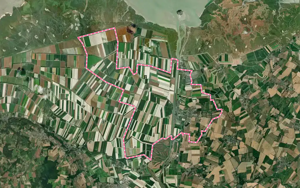 Vue satellite de Beauvoir avec ses contours administratifs