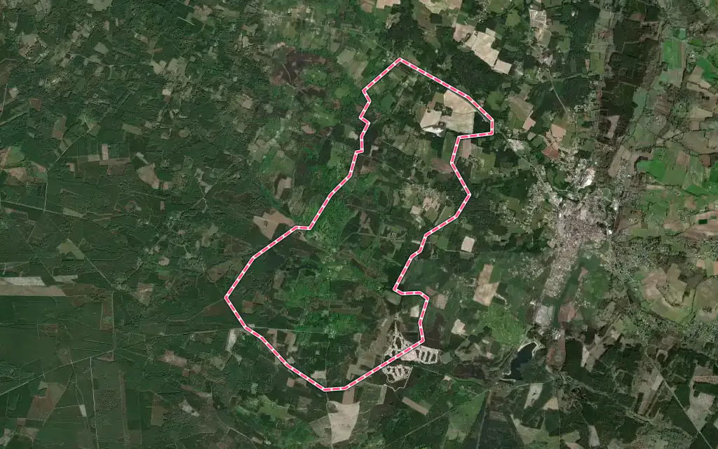Vue satellite de Beauziac avec ses contours administratifs