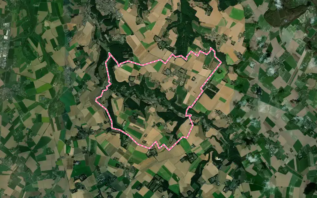 Vue satellite de Bec-de-Mortagne avec ses contours administratifs