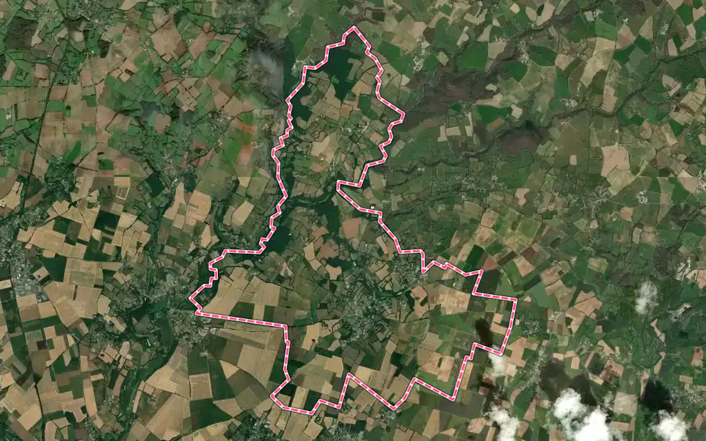 Vue satellite de Béceleuf avec ses contours administratifs