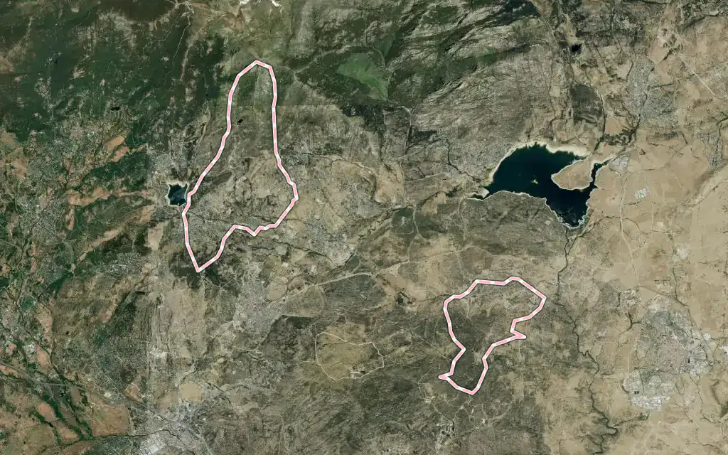 Vista satélite de Becerril de la Sierra con su contorno administrativo