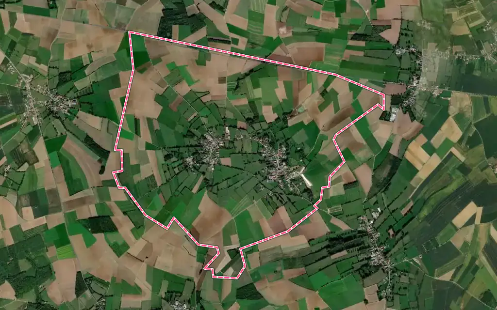 Vue satellite de Bécourt avec ses contours administratifs