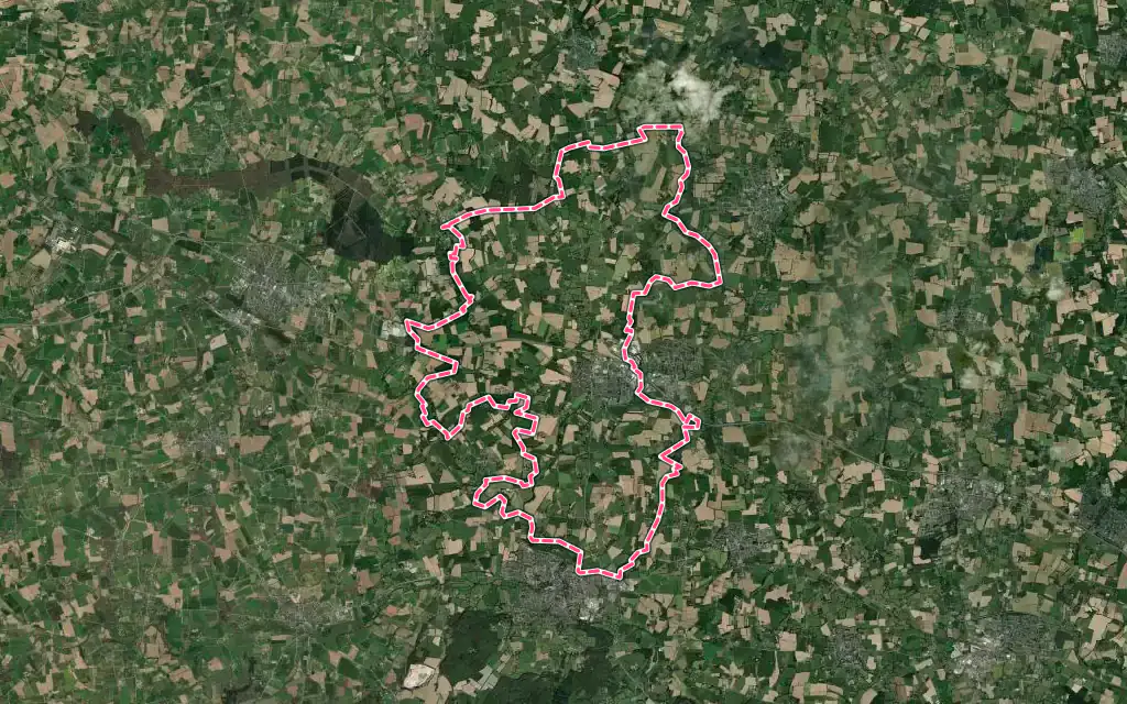 Vue satellite de Bédée avec ses contours administratifs
